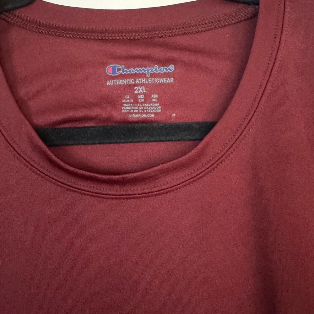 Champion Men's Burgundy Athletic T-Shirt 2XL Short Sleeve Logo Tee - Picture 3 of 4